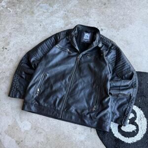 Y2K Vintage Fur Lined Leather Black Jacket